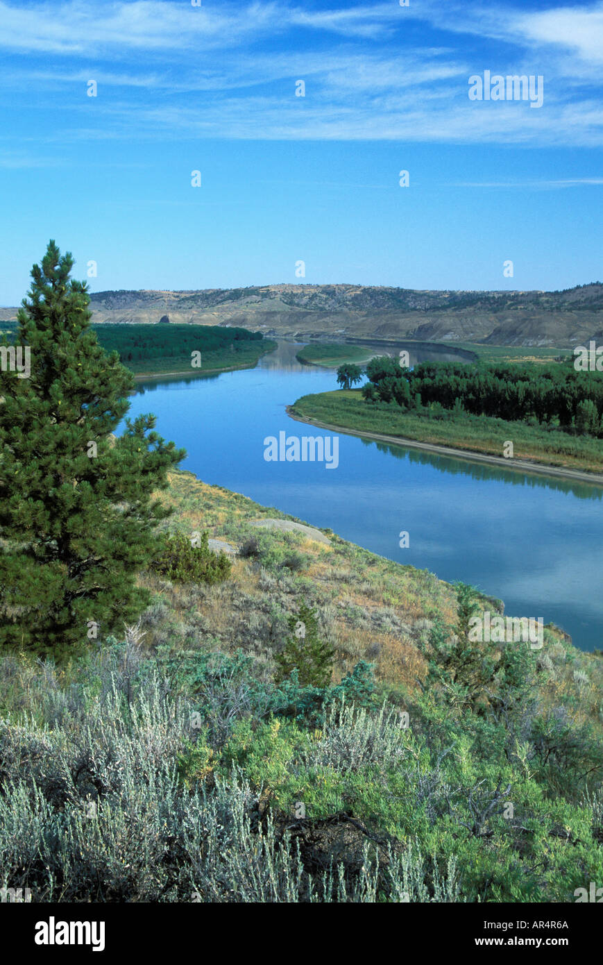 Missouri River als es durchläuft das Charles M Russell National Wildlife Refuge in eastern Montana Stockfoto