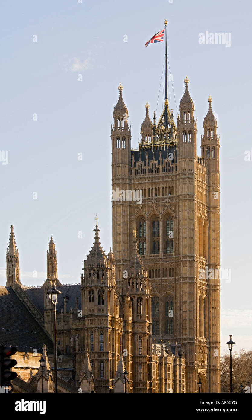 Victoria Tower im House of Parlament, Palace of Westminster, London, England, Vereinigtes Königreich Stockfoto