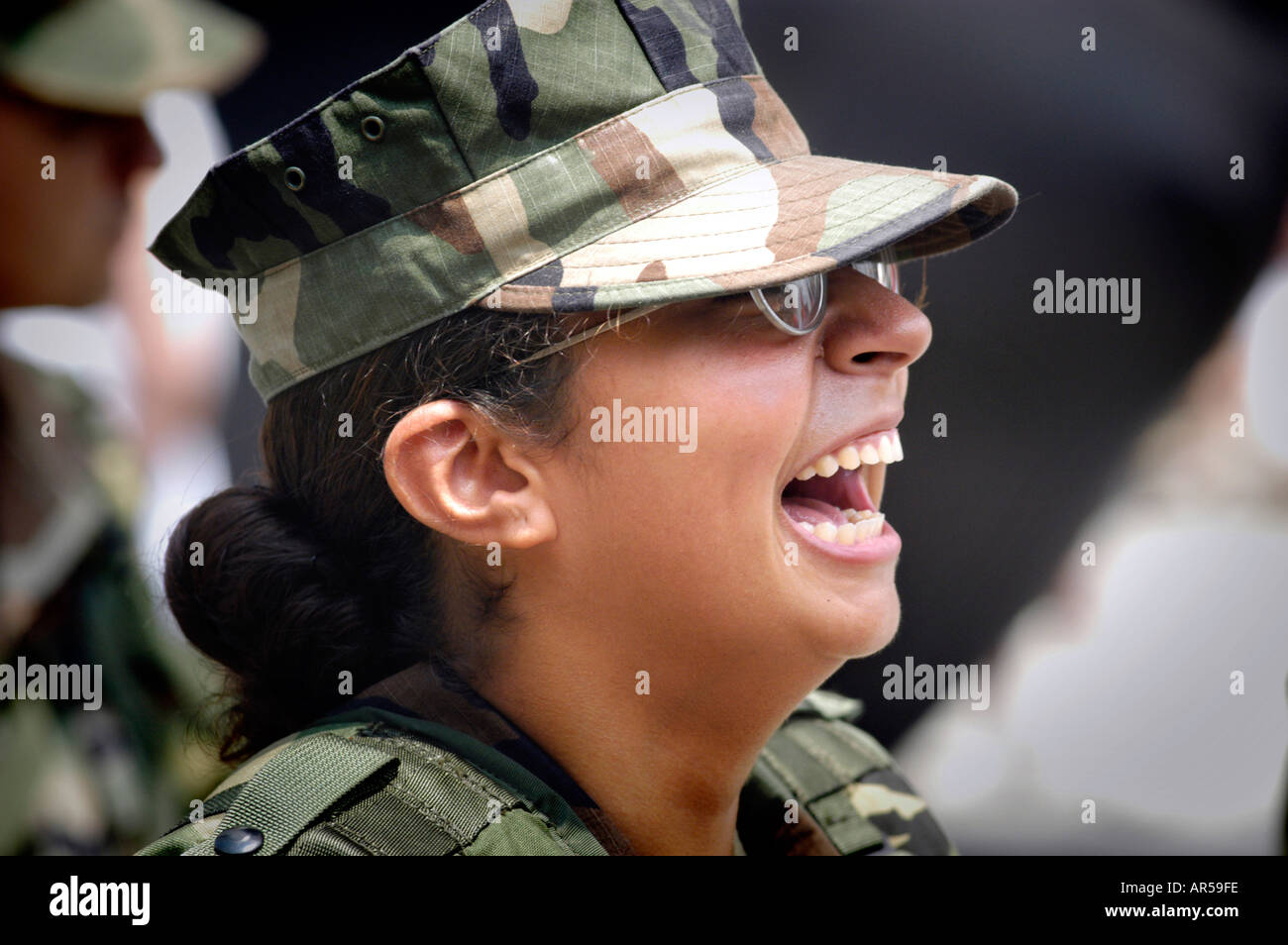 Lachend weiblichen Marine in Atlanta USA Stockfoto
