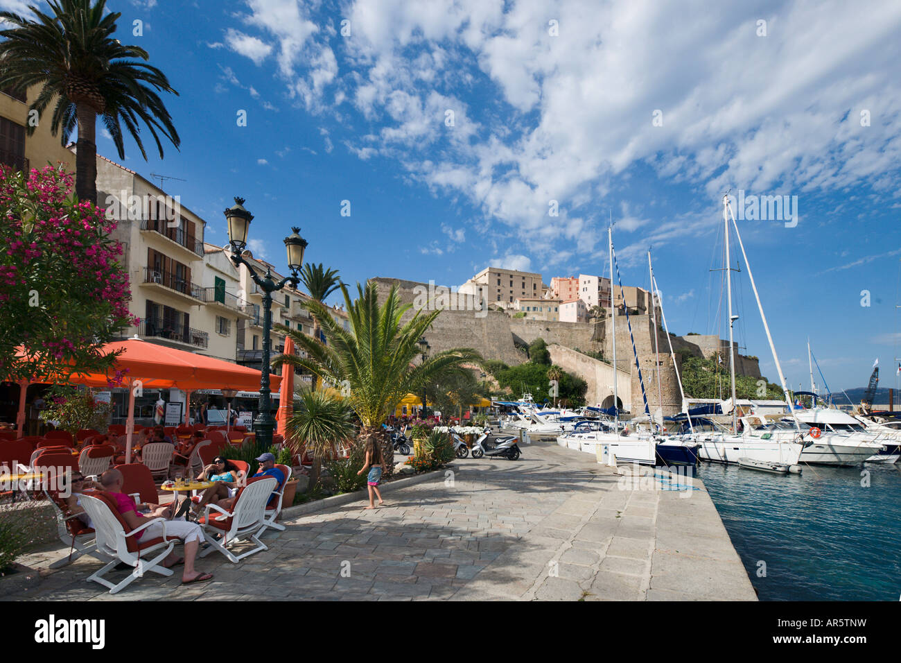 Hafen und Citadelle, Quai Landry, Calvi, Balagne, Korsika, Frankreich Stockfoto