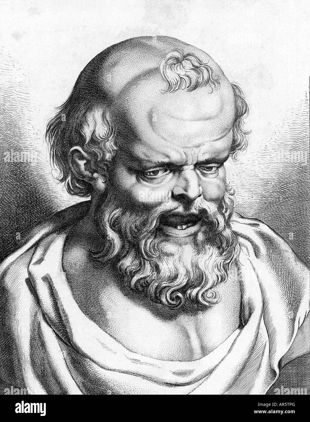 Der griechische Philosoph Demokrit von Abdera Stockfoto