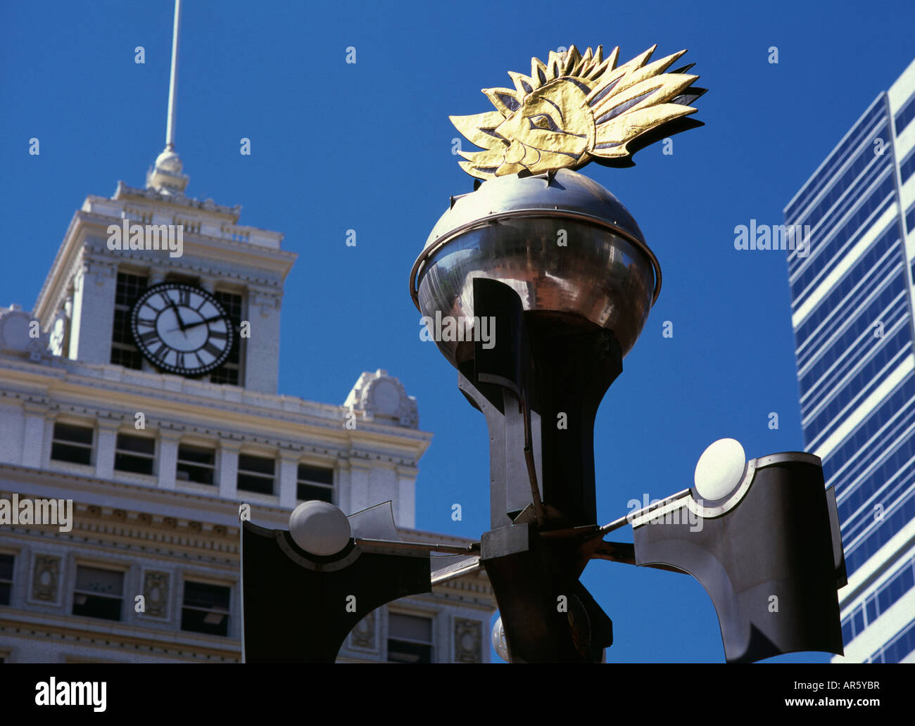 die Wetter-Maschine am Pioneer Courthouse Square in Portland, oregon Stockfoto