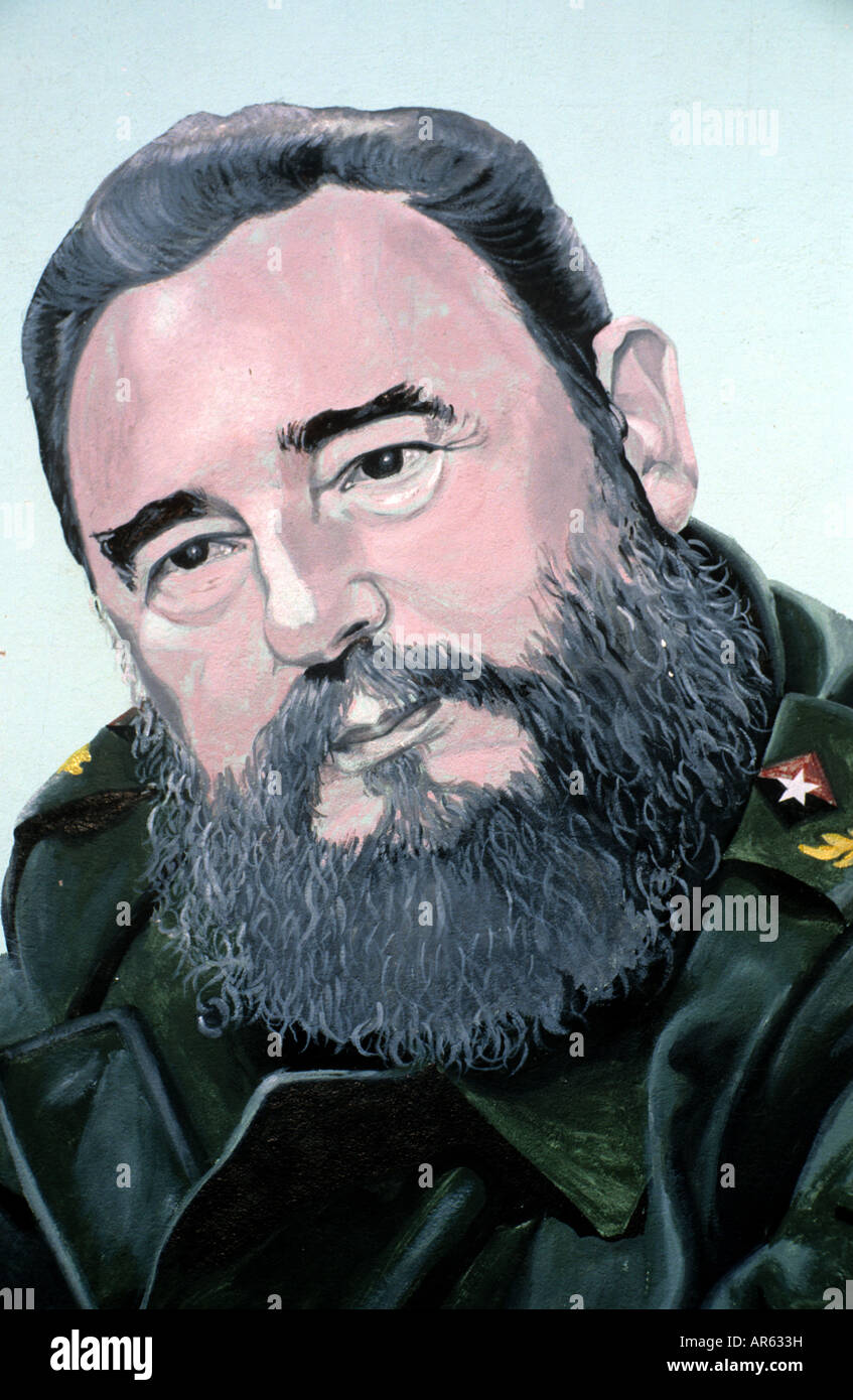 Fidel Castro Wandbild, Havanna, Kuba Stockfoto