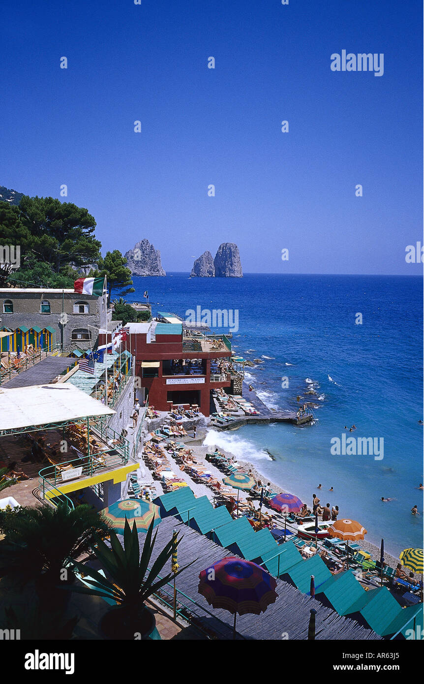 Bagni Internationalisierung, Marina Piccola, Capri, Kampanien, Italien Stockfoto