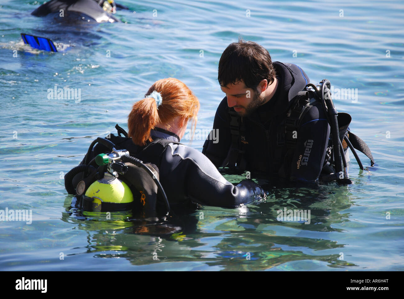 Tauchen Unterricht, Dolphin Reef, Eilat, South District, Israel Stockfoto
