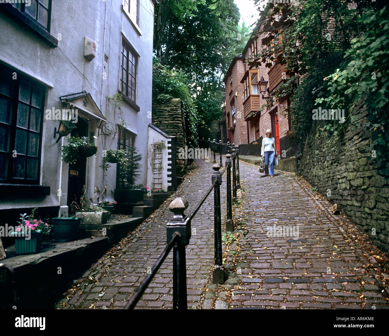Brunswick Hill, Macclesfield - eine alte Wanderweg Route, die führt von St. Michael Kirche in der Nähe des Stadtzentrums auf Gas St. Stockfoto