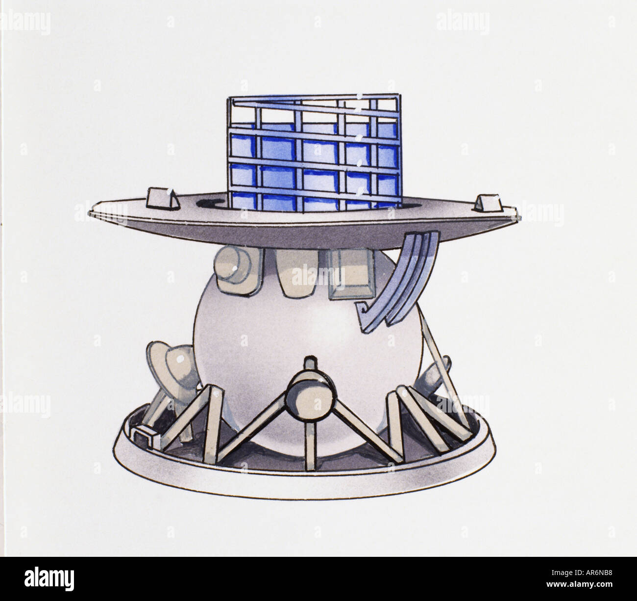 Venera 9 Raumfahrzeug für erkunden Venus im Jahr 1975, Glasscheiben oben, große Untertasse-wie Rock und unten verwendet. Stockfoto