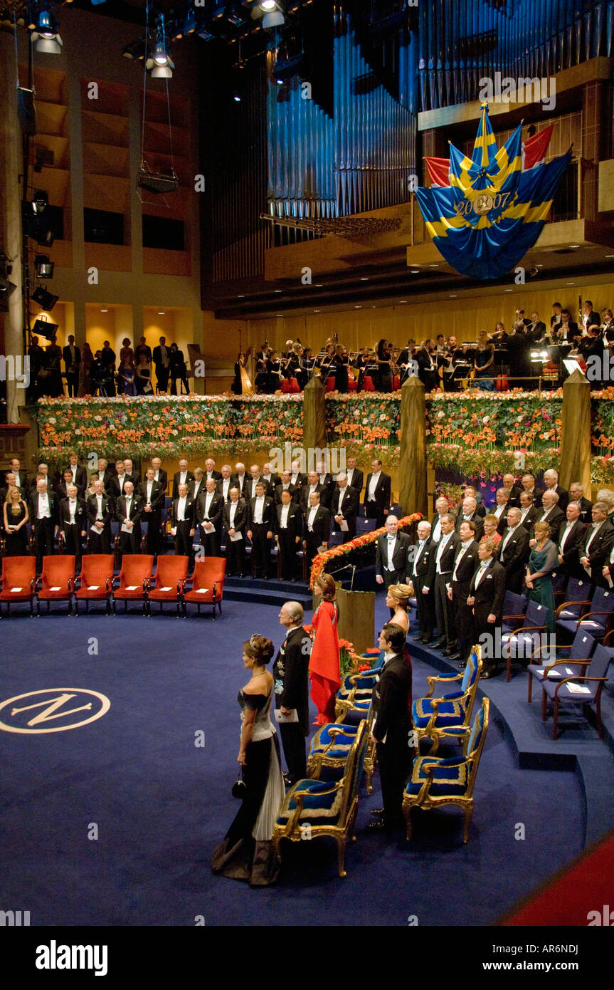 Die Nobelpreisverleihung 2007 im Konzerthaus Stockholm in Schweden Stockfoto