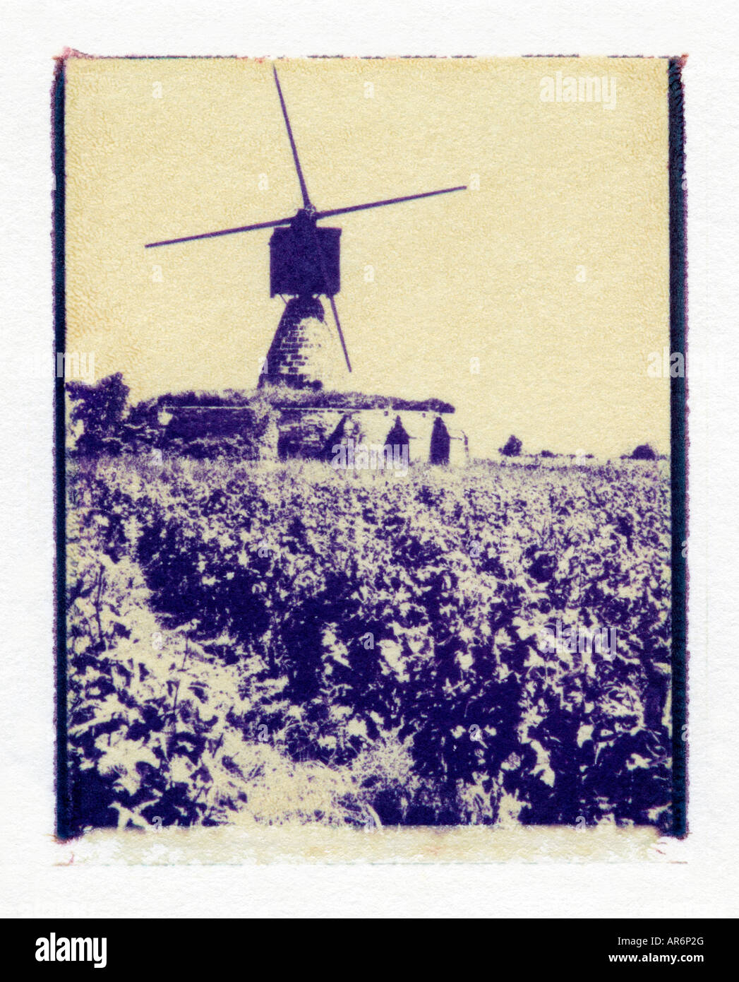 Polaroid Transfer - französische Windmühle. Stockfoto