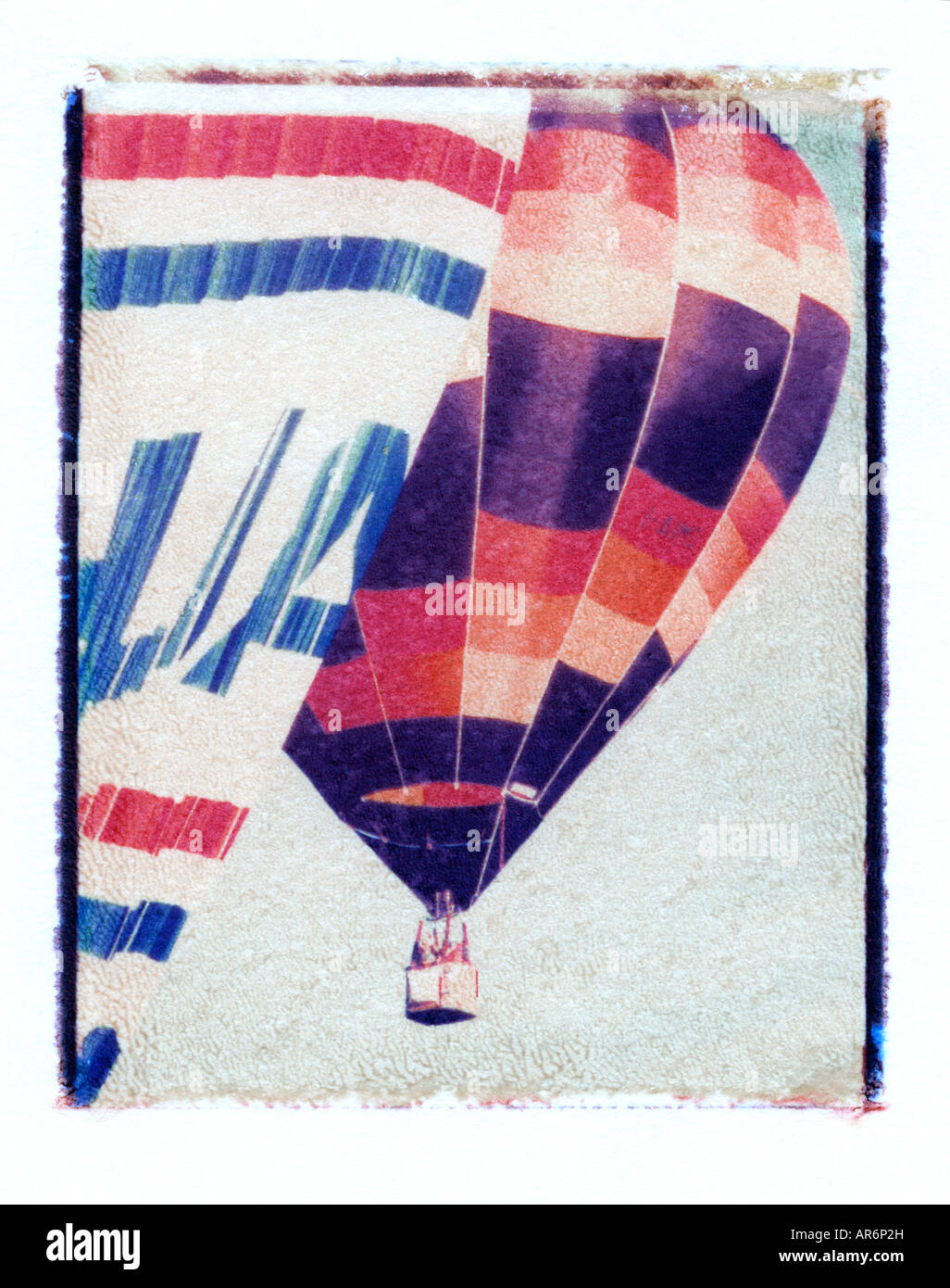 Polaroid Transfer - Heißluftballons. Stockfoto