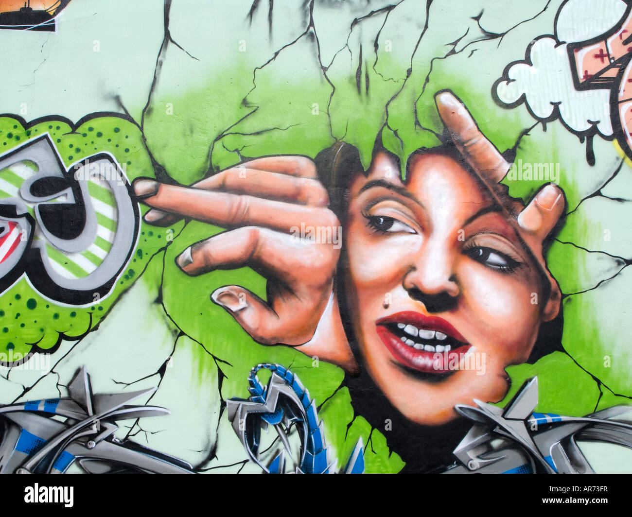Graffiti-Wand gemalt Stockfoto