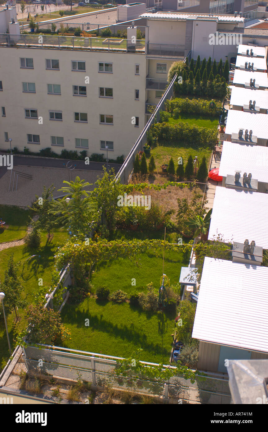 Wien Österreich Top Dachgärten im globalen Hof Sozialwohnungen, ein multikultureller kommunale Wohnhaus Stockfoto