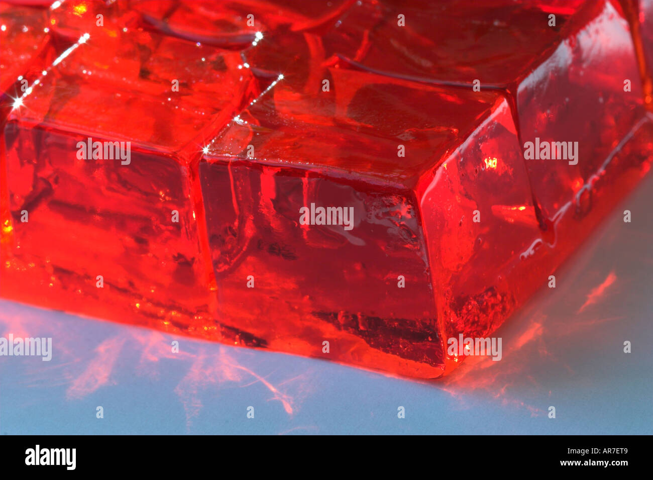 ROTER JELLY Würfel Stockfoto