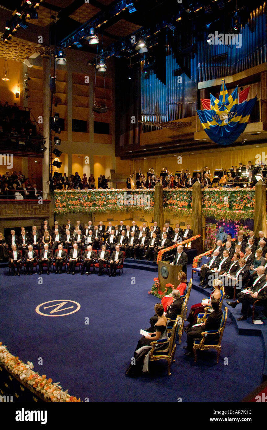 Die Nobelpreisverleihung 2007 im Konzerthaus Stockholm in Schweden Stockfoto