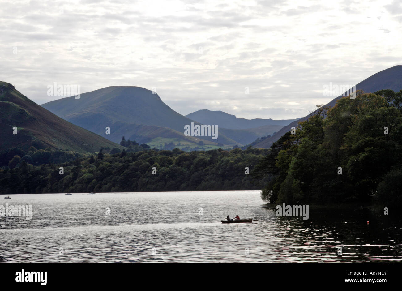 Am späten Nachmittag See Derwentwater, Keswick, Cumbria Stockfoto