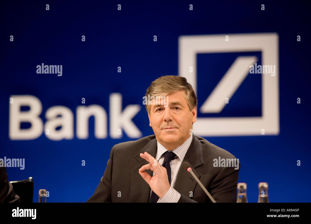 Dr. Josef ACKERMANN Vorsitzender des Vorstands Deutsche Bank AG während der Jahrespressekonferenz 2008 Stockfoto