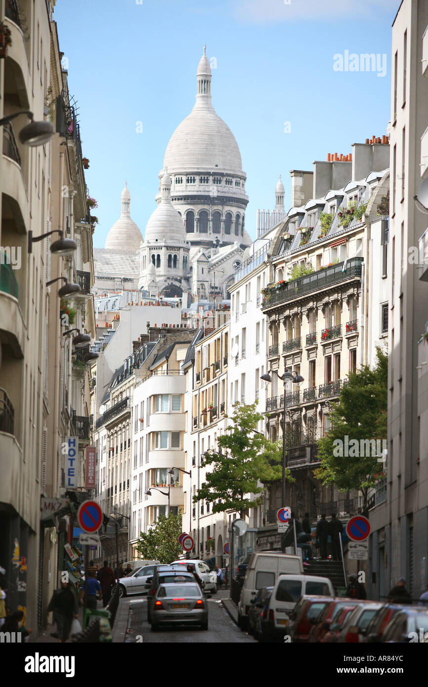 Straßenansicht der Sacre Cour Stockfoto