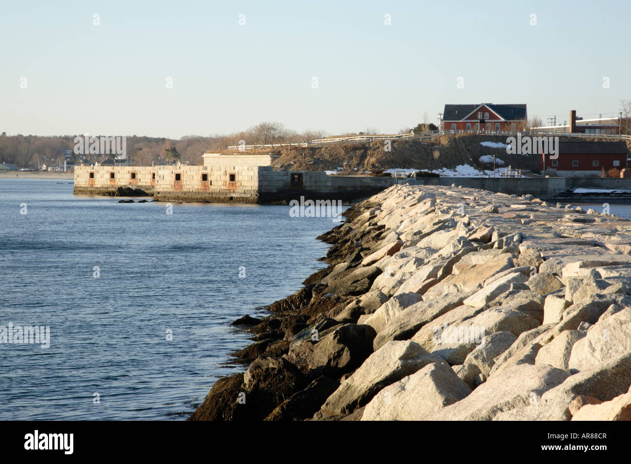 Punktlicht Ledge Frühling am Fort Preble während der Wintermonate befindet sich in South Portland Maine USA Stockfoto