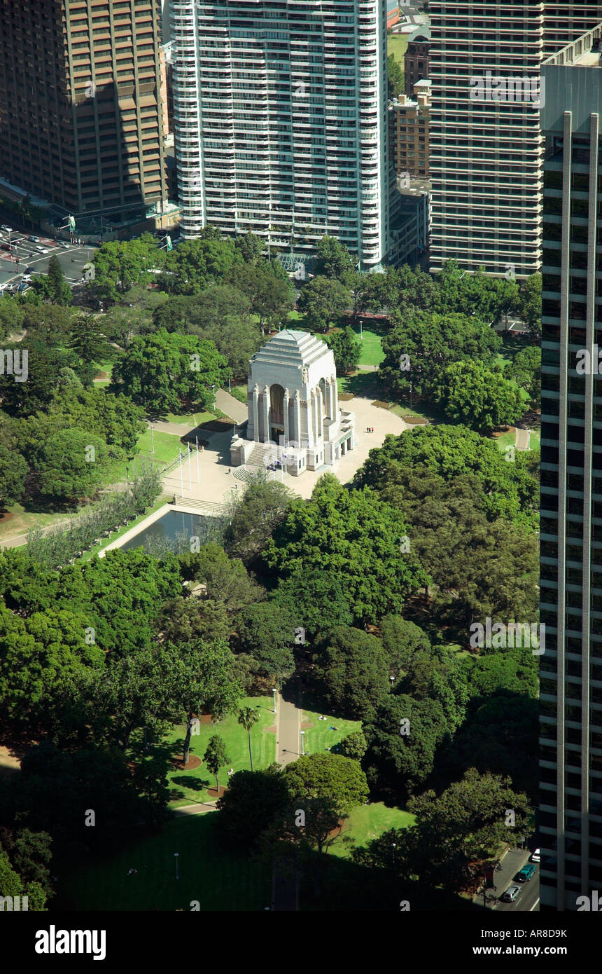 Luftbild mit Blick auf den Botanischen Garten und die Domäne Woolloomooloo wharf Sydney Australia Stockfoto