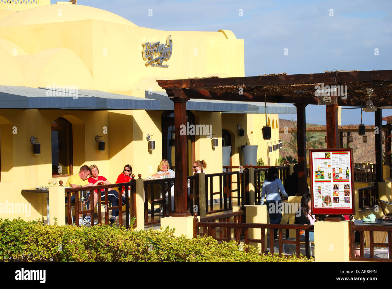 El Fuego Café und Mexican Restaurant, Zentrum Dorf, Taba Heights, Sinai-Halbinsel, Ägypten Stockfoto