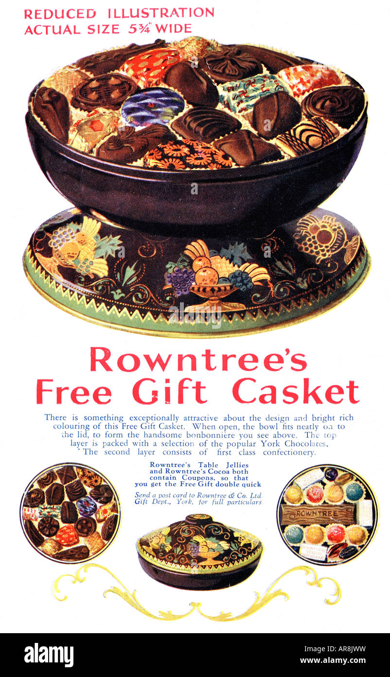 Werbung für Rowntree Geschenk-Schatulle mit Schokolade für nur zur redaktionellen Verwendung Stockfoto