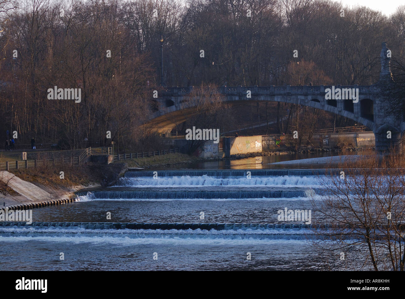 Isarauen, München-city Stockfoto