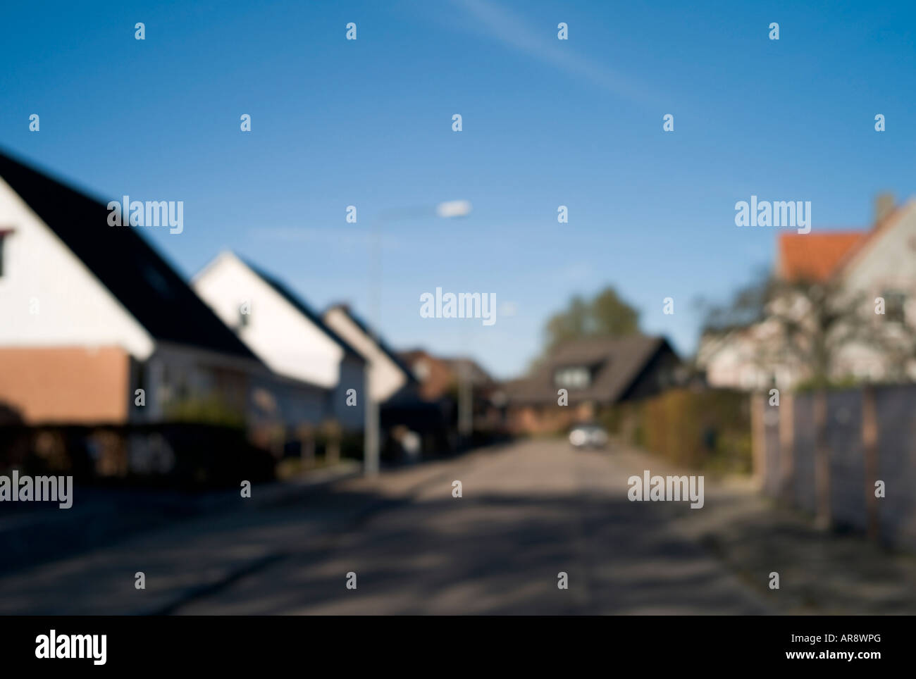 Verschwommene Foto in einem Vorort. Stockfoto
