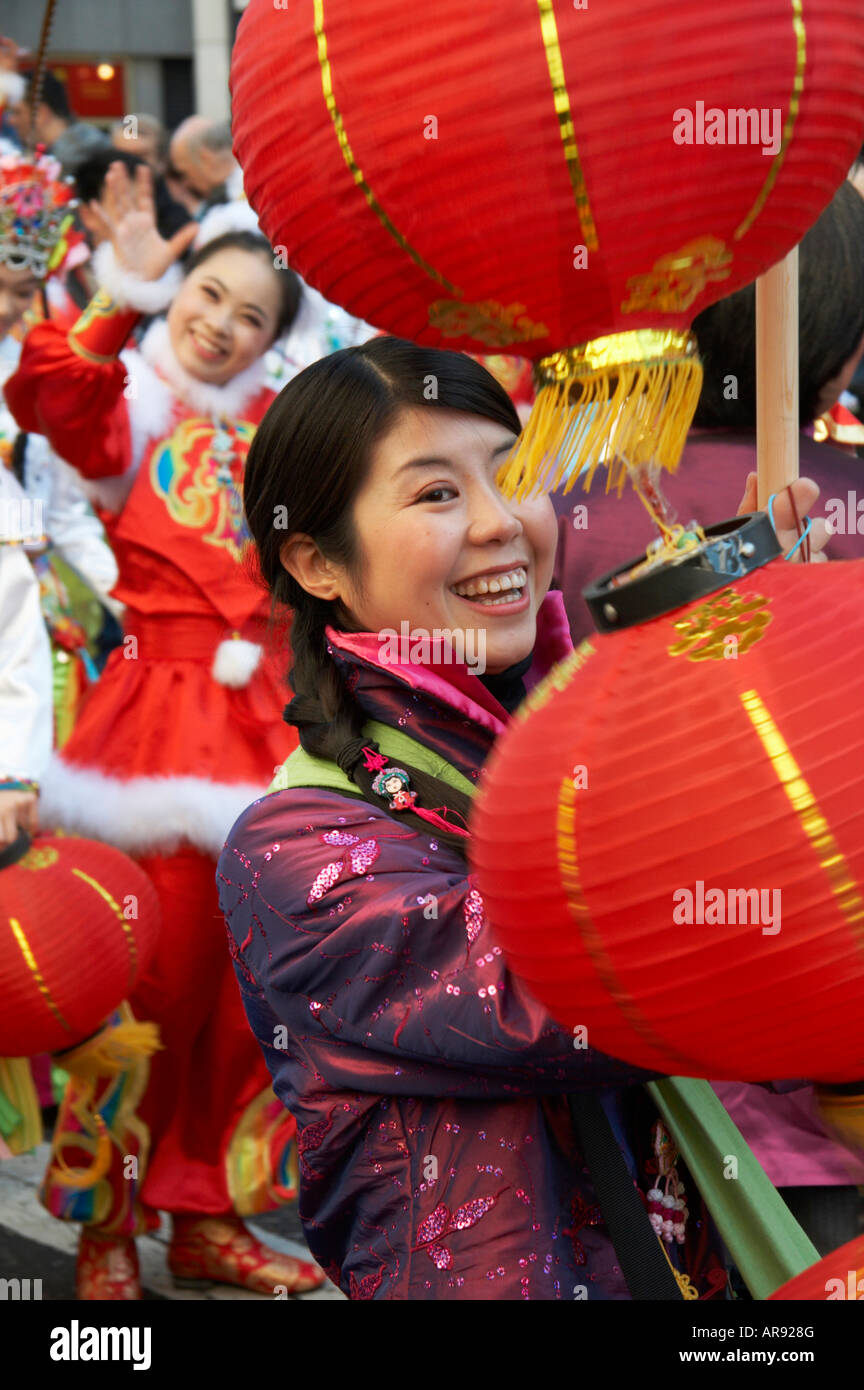 Chinesische Neujahrsparade und Feiern finden in London, England statt. Stockfoto