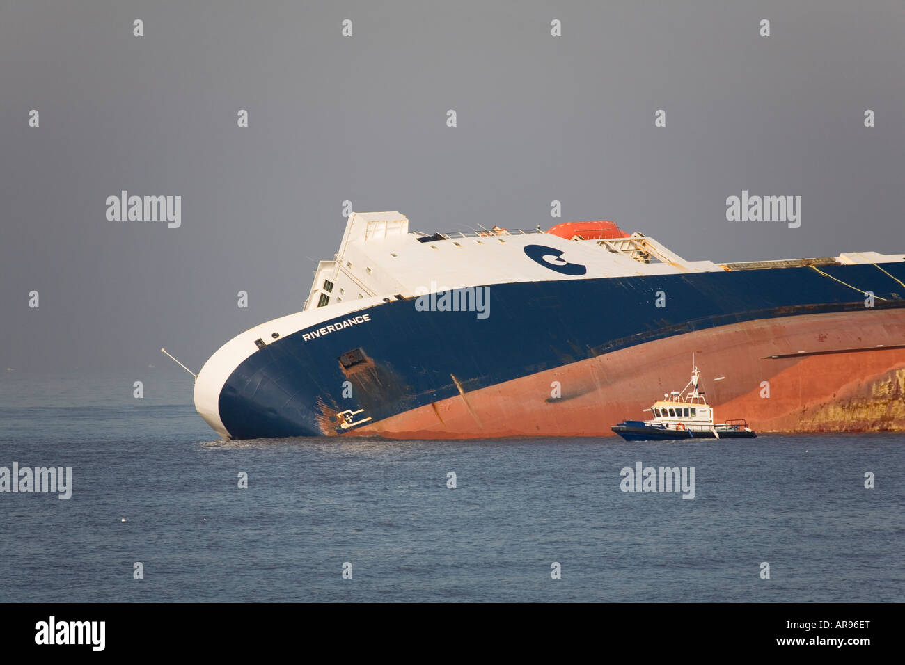 Die schiffbrüchigen Riverdance war ein Ro-ro-Fähre in Dienst mit Seatruck Ferries, wenn es während einer Gale am 31. Januar 2008 in der Nähe von Cleveleys, UK Strände. Stockfoto