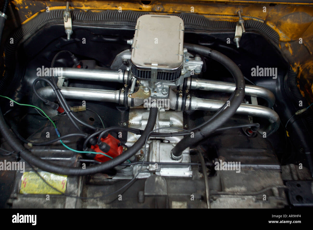 Motor des alten Vw Volkswagen Camper van england Stockfoto