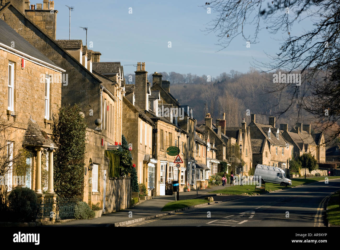Cotswold Steinbauten in dem malerischen Dorf Broadway Worcestershire England UK Stockfoto
