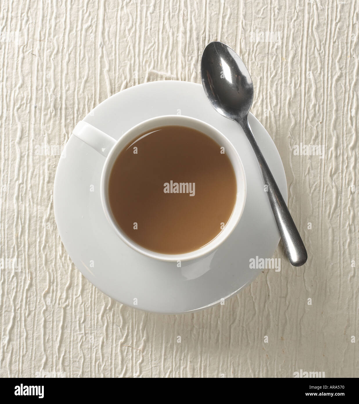 Tasse Kaffee mit Sahne Luftbild Stockfoto