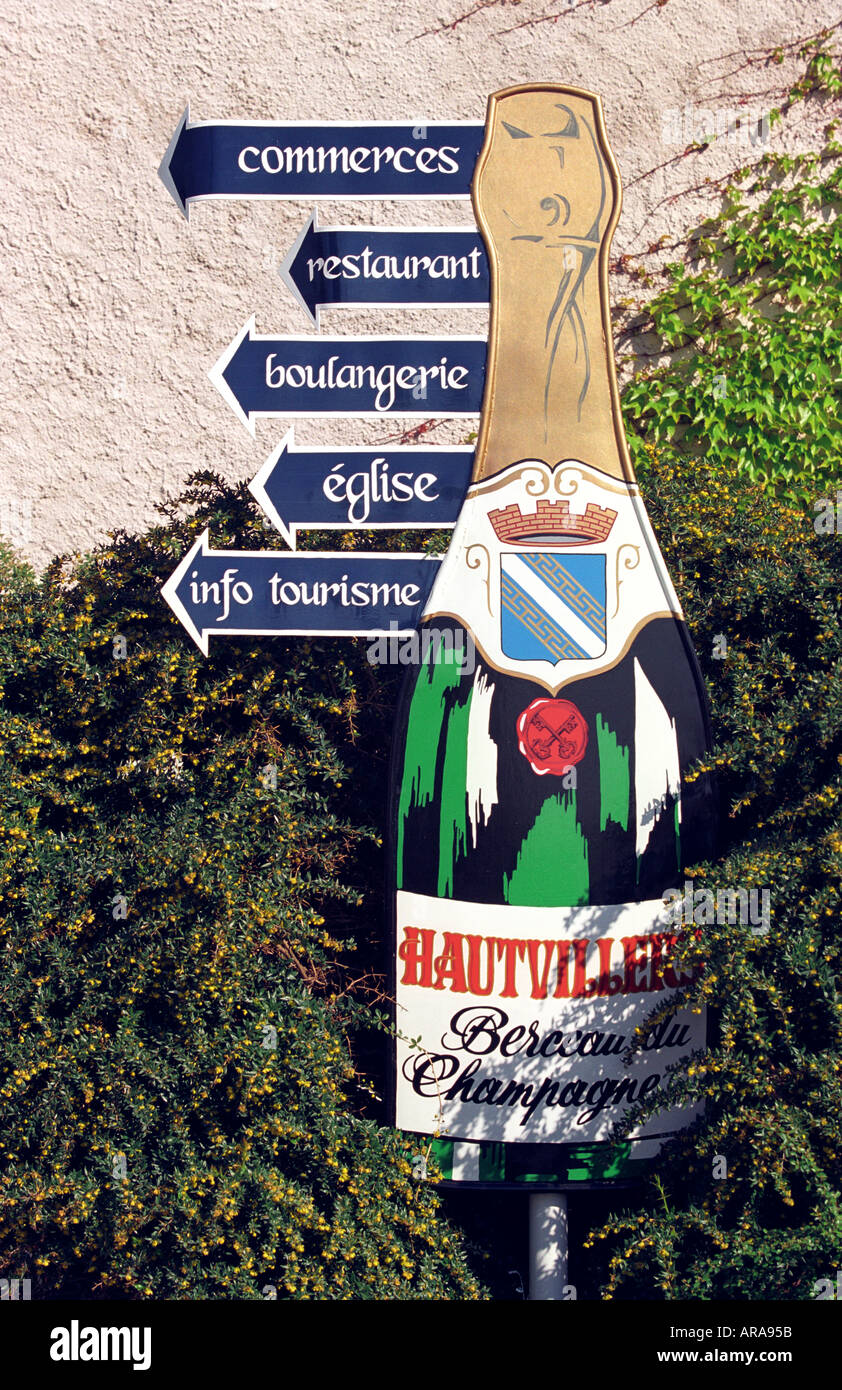 Straßenschild in der Region Champagne-Ardenne, Frankreich Stockfoto