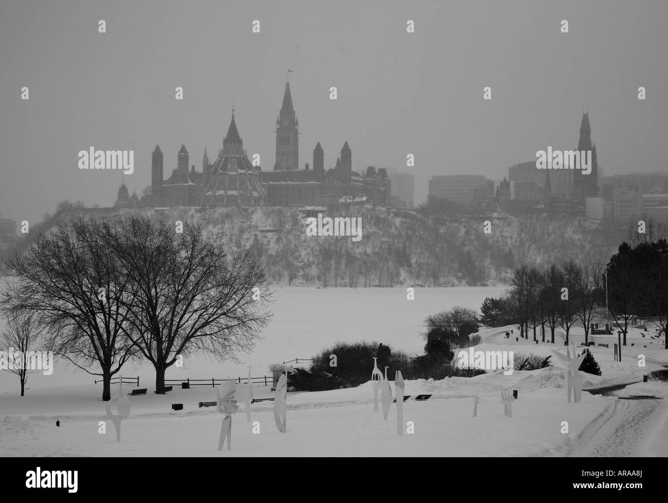 Winter der kanadischen Parlamentsgebäude in Ottawa, Ontario, Kanada Stockfoto
