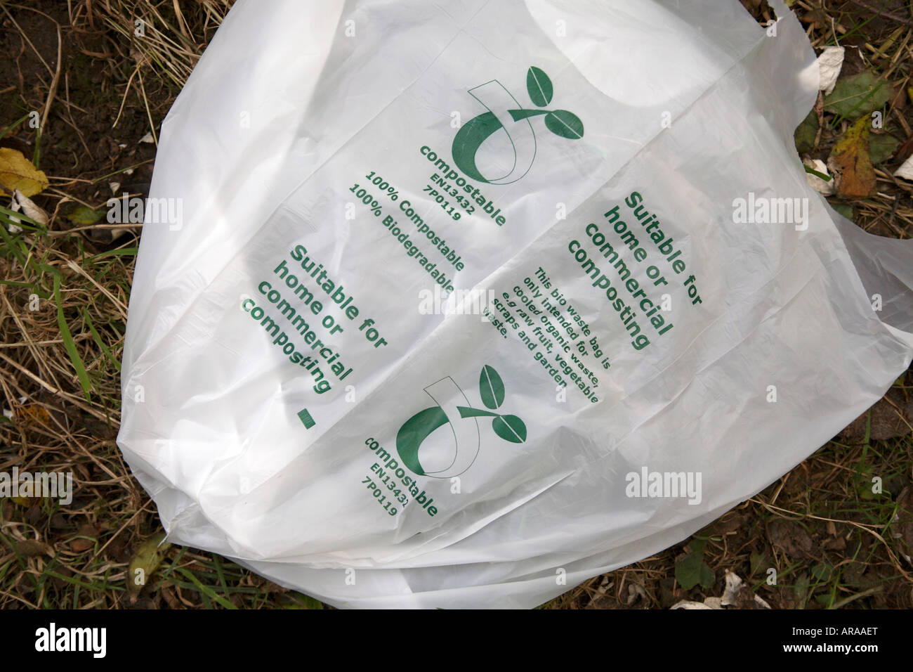 Bio-abbaubare Plastikbeutel verpackt. Stockfoto