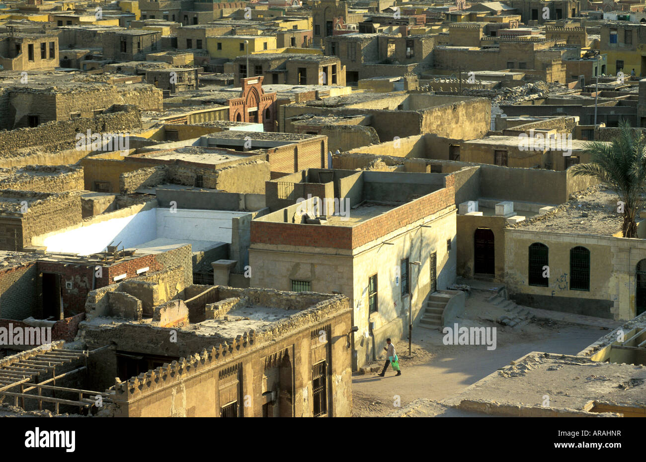Stadt-Landschaft von Wohnhäusern in Alt-Kairo, Ägypten. Stockfoto