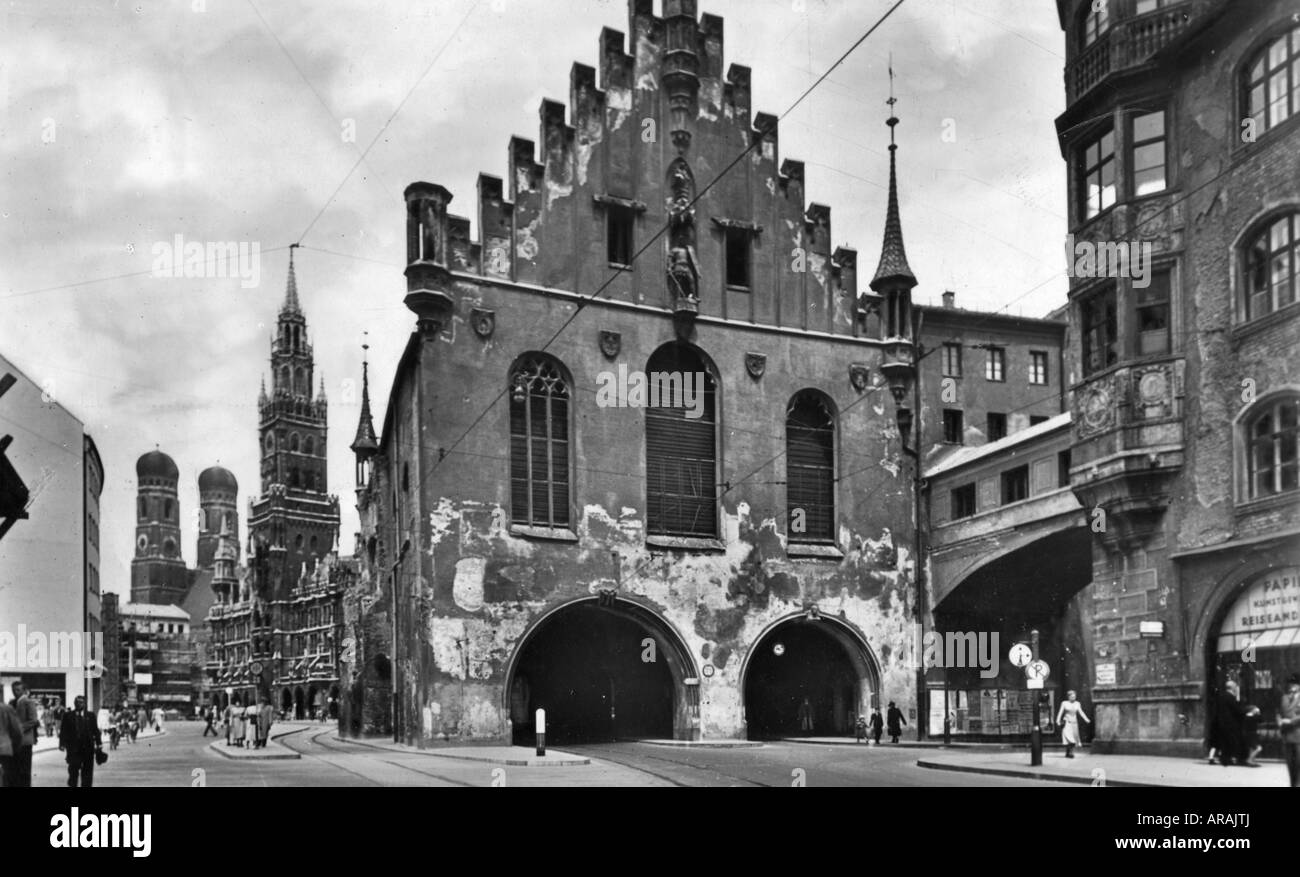 Carte Postale Ancienne Munich Marienplatz Ancien Hôtel De Ville – 1911 – Original
