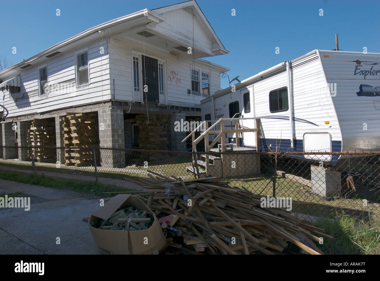 Haus durch Hurrikan Katrina New Orleans Louisisna USA beschädigt Stockfoto
