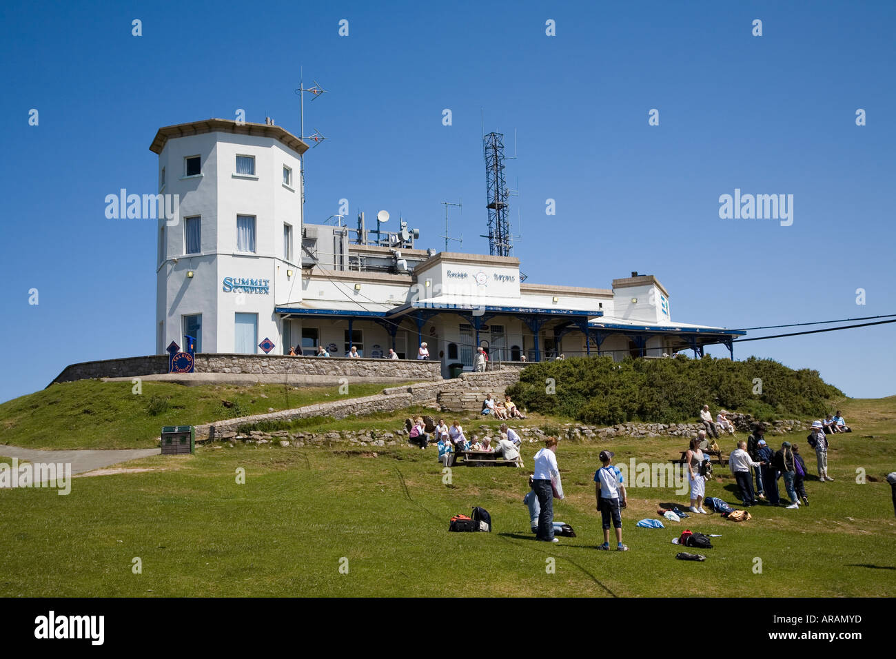 Gipfel-Komplex mit Straßenbahn-Bahnhof Great Orme North Wales UK Stockfoto
