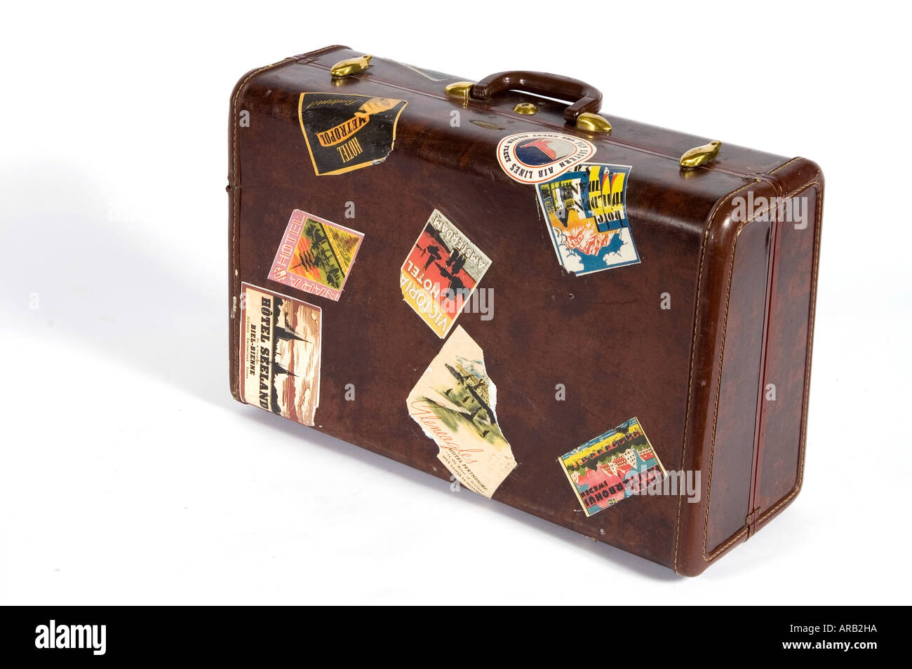 Koffer mit Reisen Aufkleber Stockfotografie - Alamy