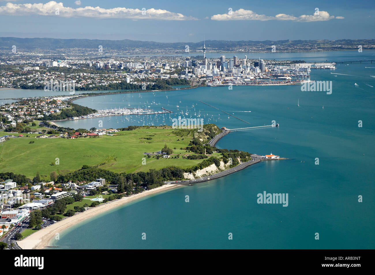 Mission Bay und Bastion Point Auckland Nordinsel Neuseeland Antenne Stockfoto