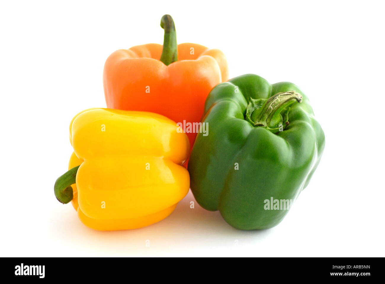 Grün, gelb, Orange Paprika Stockfoto