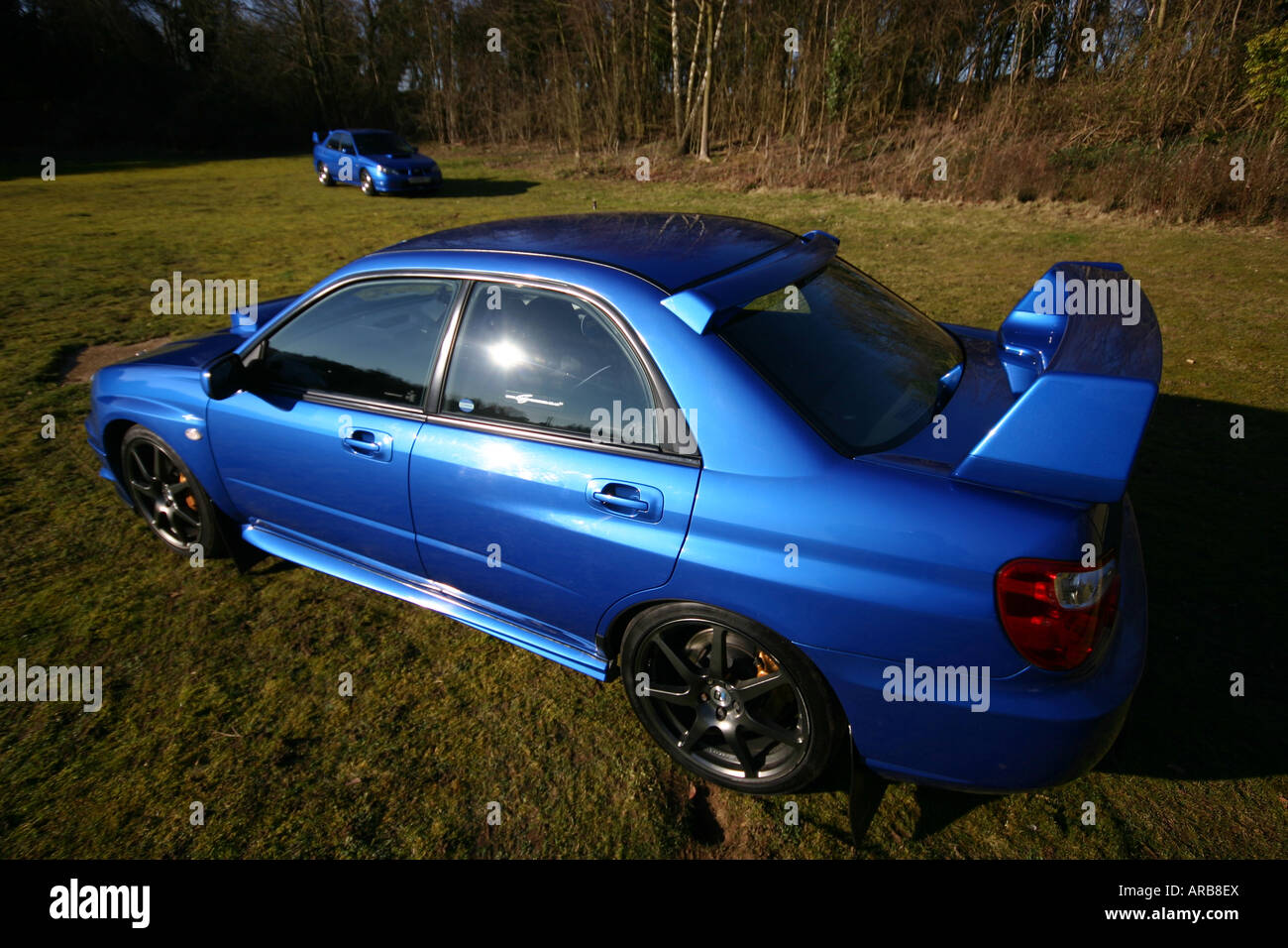 Subaru Impreza Turbo Blauer Salon "Familienauto" schnell schnelle Racer Japan Japanesse japanischen Wrx Sti rb320 Typ Turbo rb5 22 b Erbe Stockfoto