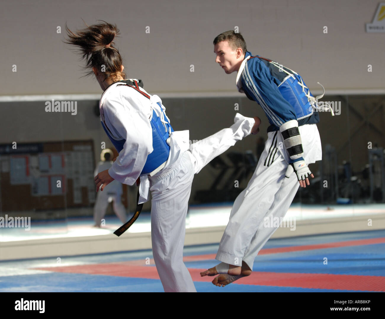 Fotograf Howard Barlow Taekwondoin Sarah Stevenson mit dem britischen Team training Stockfoto