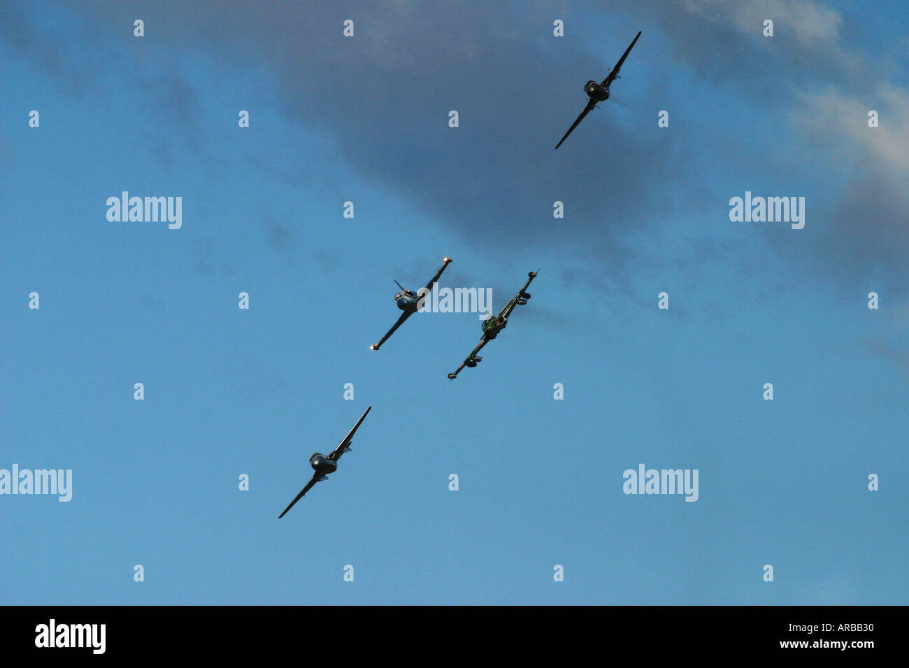 de Havilland Vampire X2 Cessna A37 Libelle und tschechoslowakische L 39 Albatros Jet Flugzeuge Stockfoto