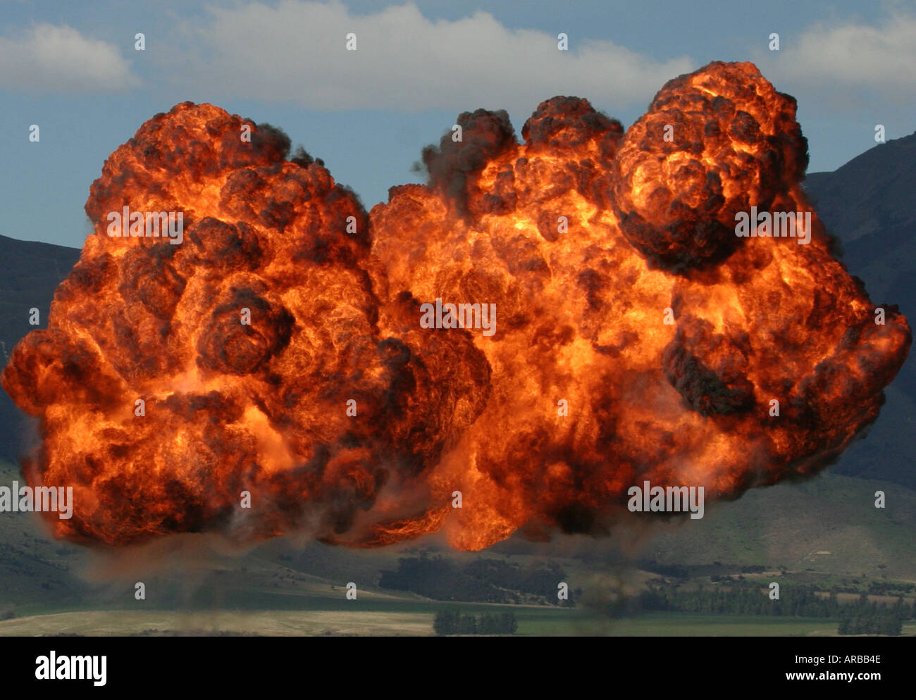 Kontrollierte Explosionen auf Airshow Stockfoto