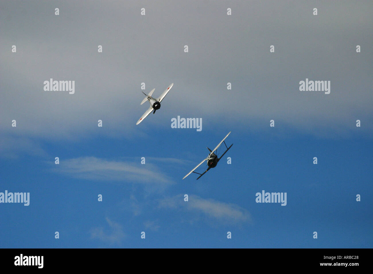 Polikarpow ich 153 Doppeldecker und Ploikarpov 1 16 Eindecker WWII russische Kampfflugzeuge Stockfoto