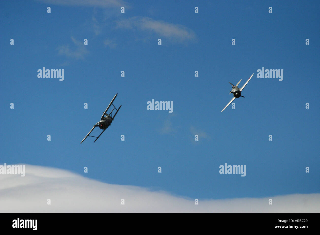 Polikarpow ich 153 Doppeldecker und Ploikarpov 1 16 Eindecker WWII russische Kampfflugzeuge Stockfoto