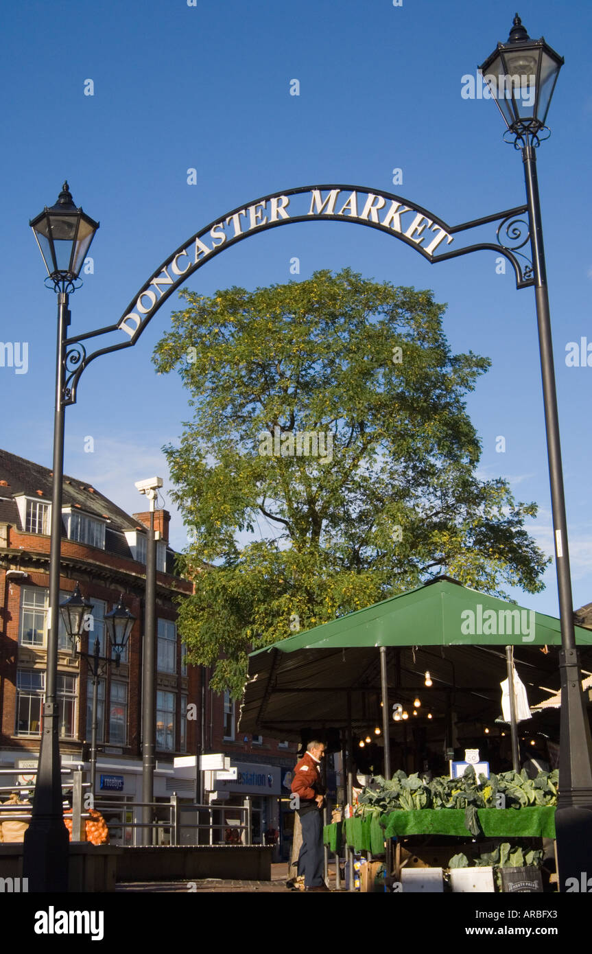 Markt-Zeichen-Doncaster Stockfoto