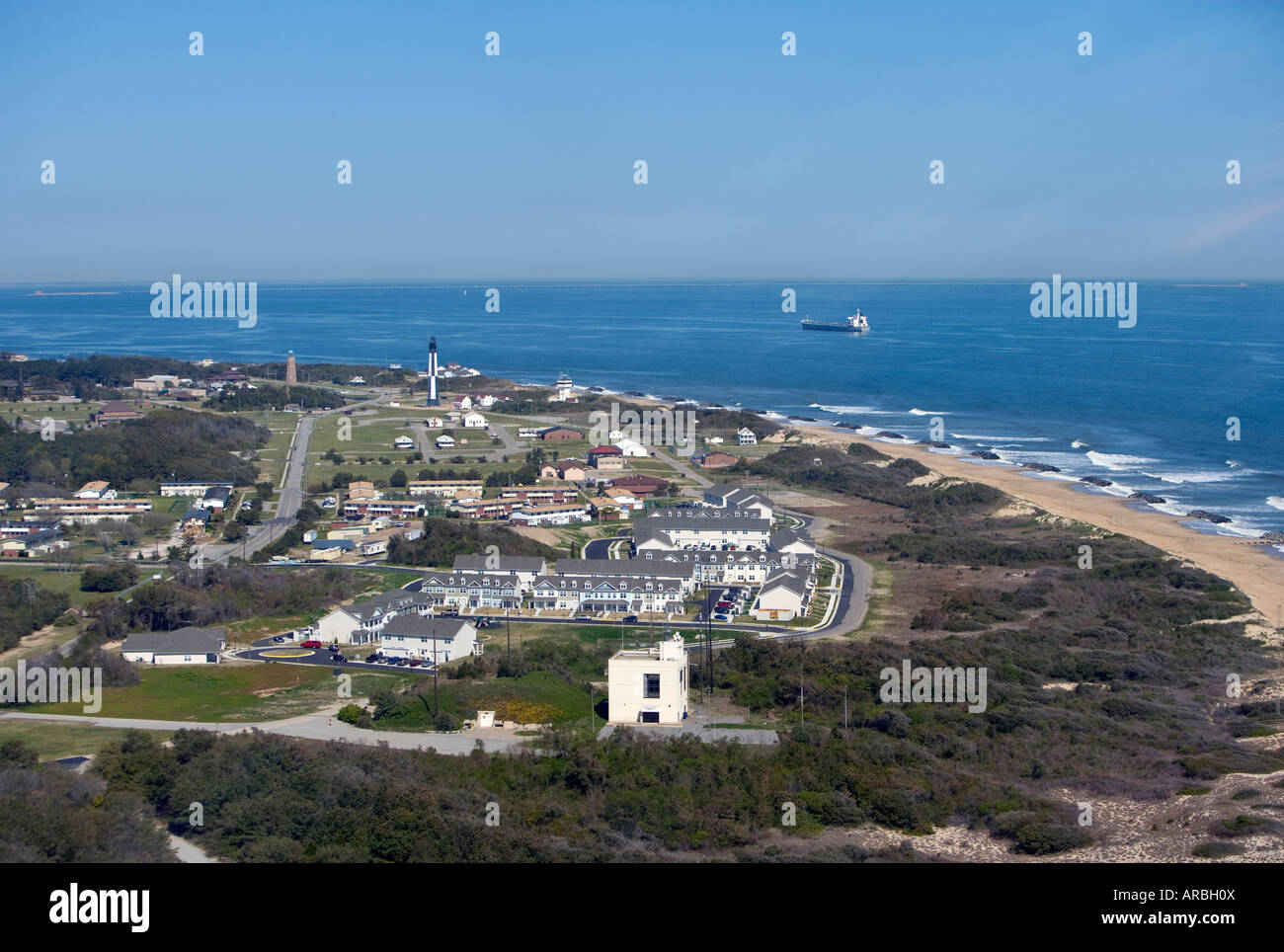 Luftaufnahme des Fort Story Stockfoto